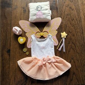 Pink and White Tooth Fairy Costume Set for Doll